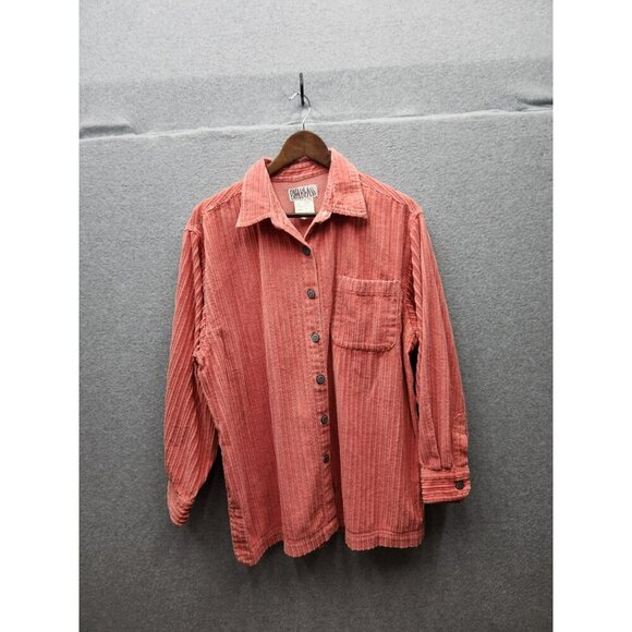 Vintage Bill Blass Womens Large Pink Corduroy Button-Up Shirt - Picture 1 of 4